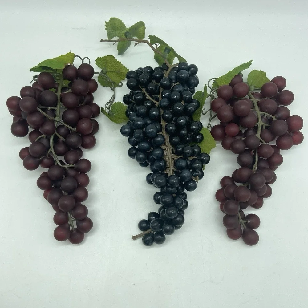Faux Plastic Grape Clusters Set Of 12 Fake Rubber Decorative Fruit Table Decor